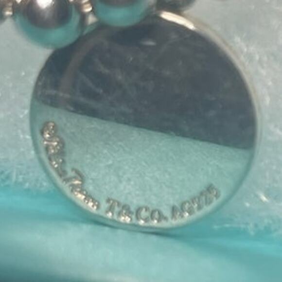 Tiffany & Co 4mm Bead Bracelet 925 Silver Breast Cancer Ribbon Box Pouch - EUC - Picture 6 of 10